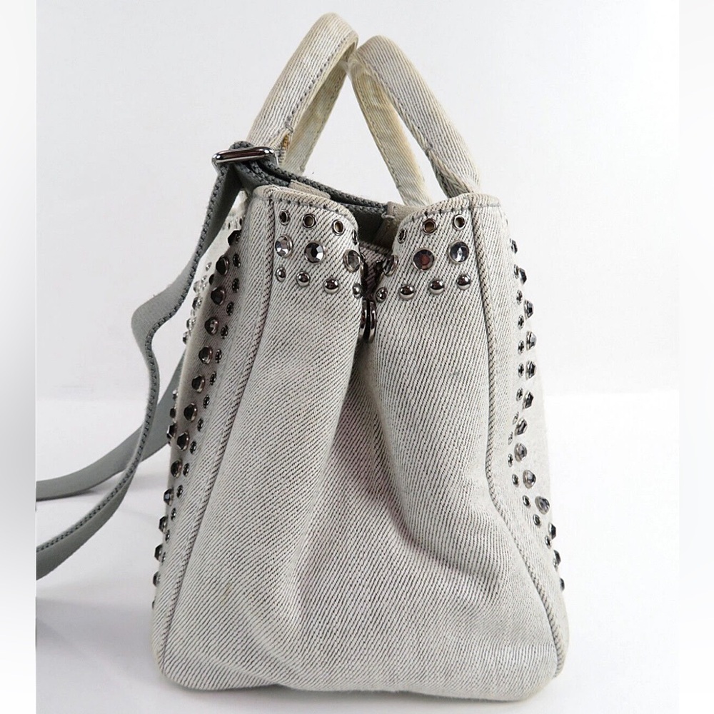 Prada Cream Studded Tote Bag - Picture 4 of 16